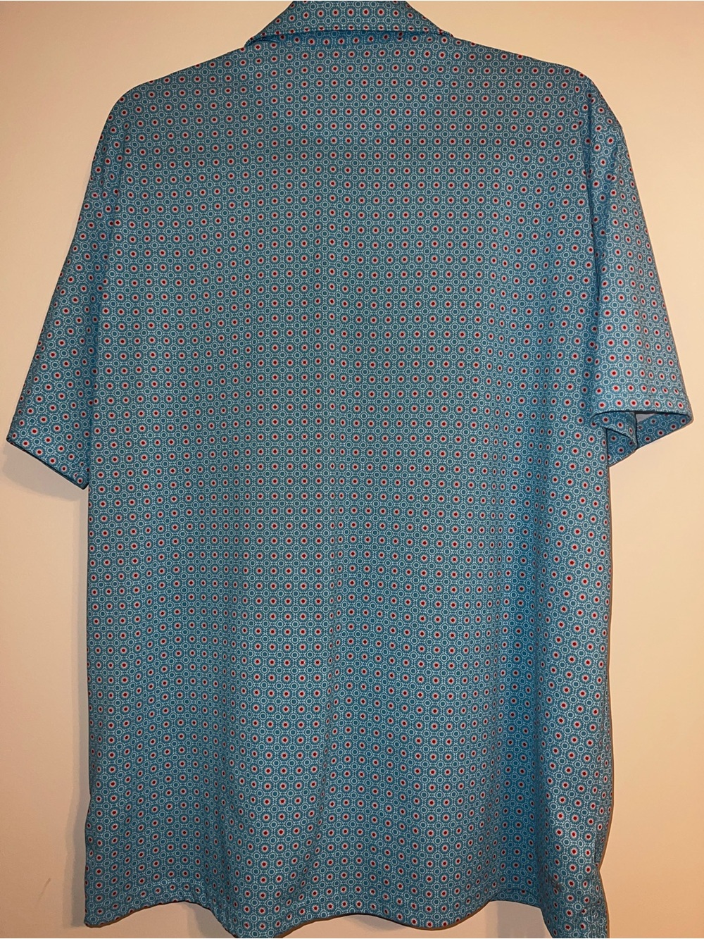 Ariat Tek Men’s AOP Teal Geometric Performance Polo Shirt Large - Picture 3 of 4